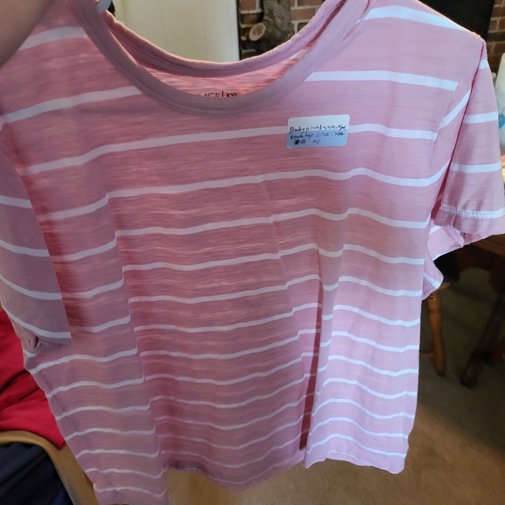 Pink and white striped t shirt